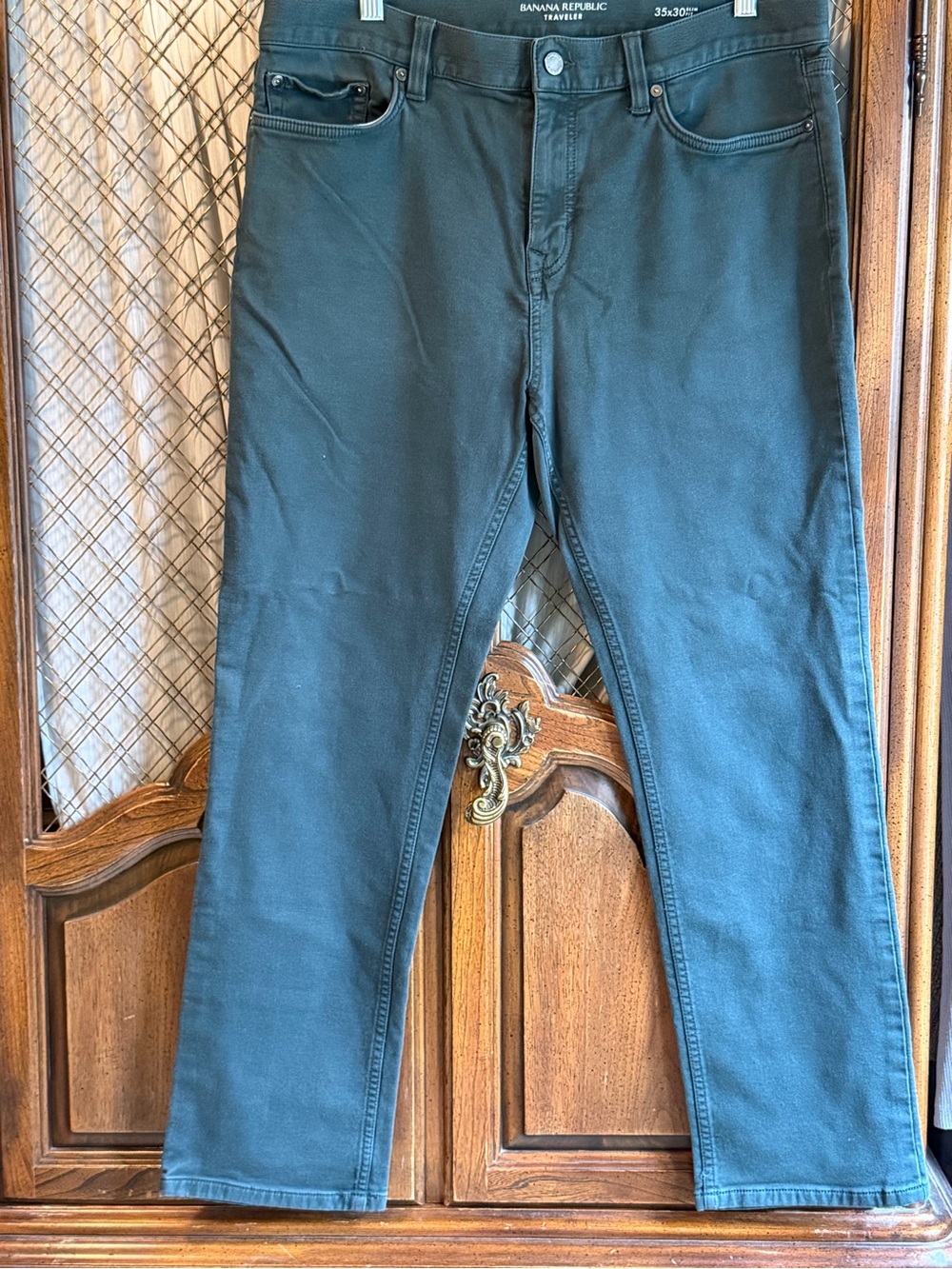 Banana Republic Traveler Slim Fit Dark Green Stretch Pants SIZE 35x30